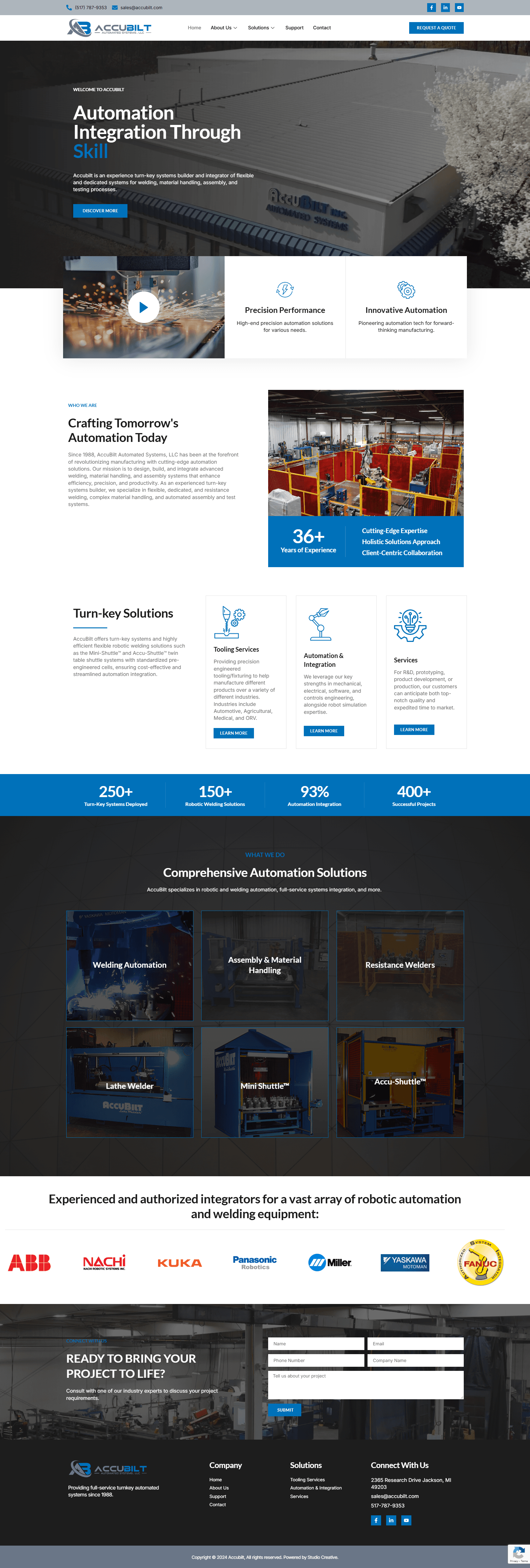 AccuBilt Automated Systems manufacturing website built by The Studio Creative