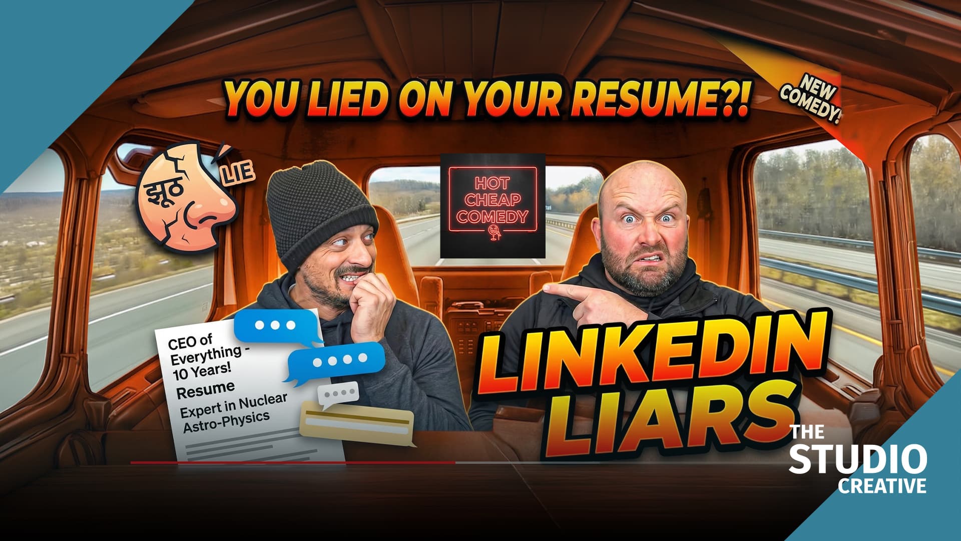 LinkedIn Liars, Hot Cheap Comedy: video thumbnail, produced by The Studio Creative