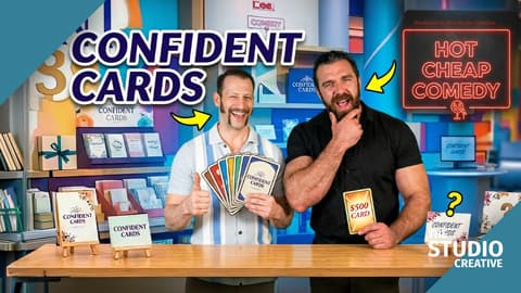 Confident Cards, Hot Cheap Comedy: video thumbnail, produced by The Studio Creative