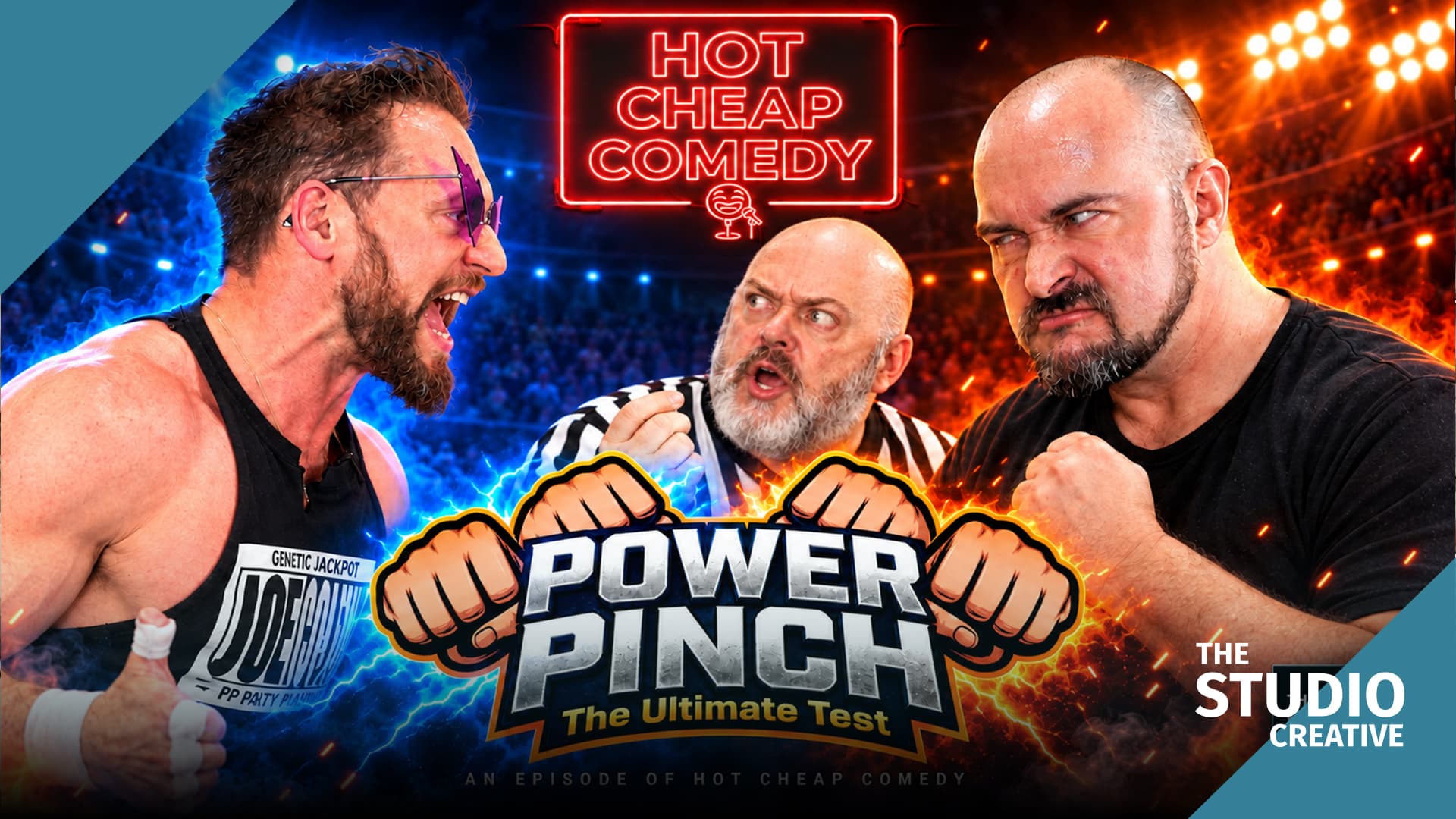 Power Pinch, Hot Cheap Comedy: video thumbnail, produced by The Studio Creative