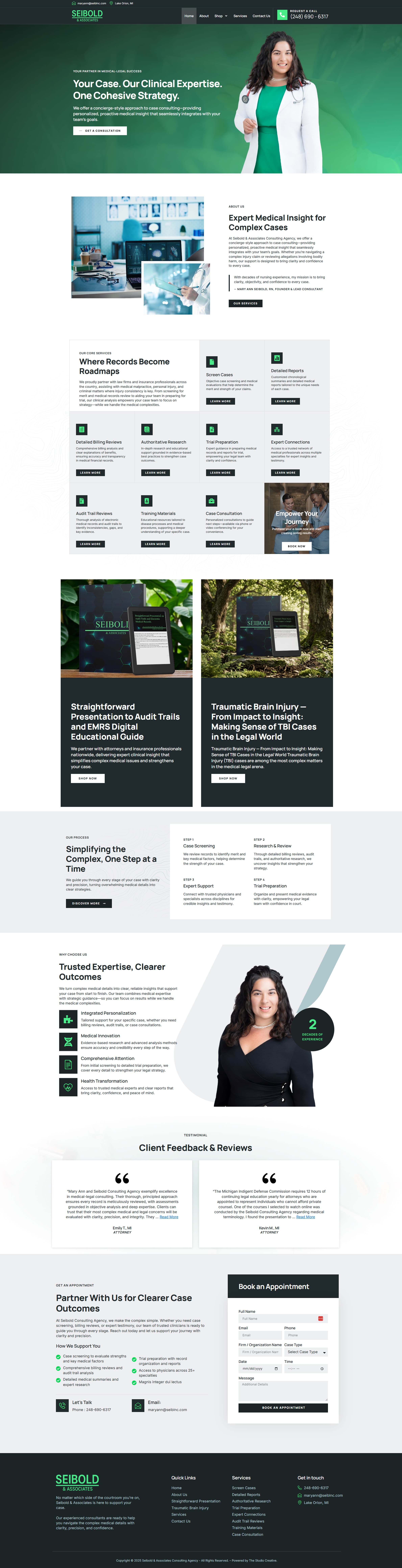 Seibold & Associates legal nurse consulting website built by The Studio Creative