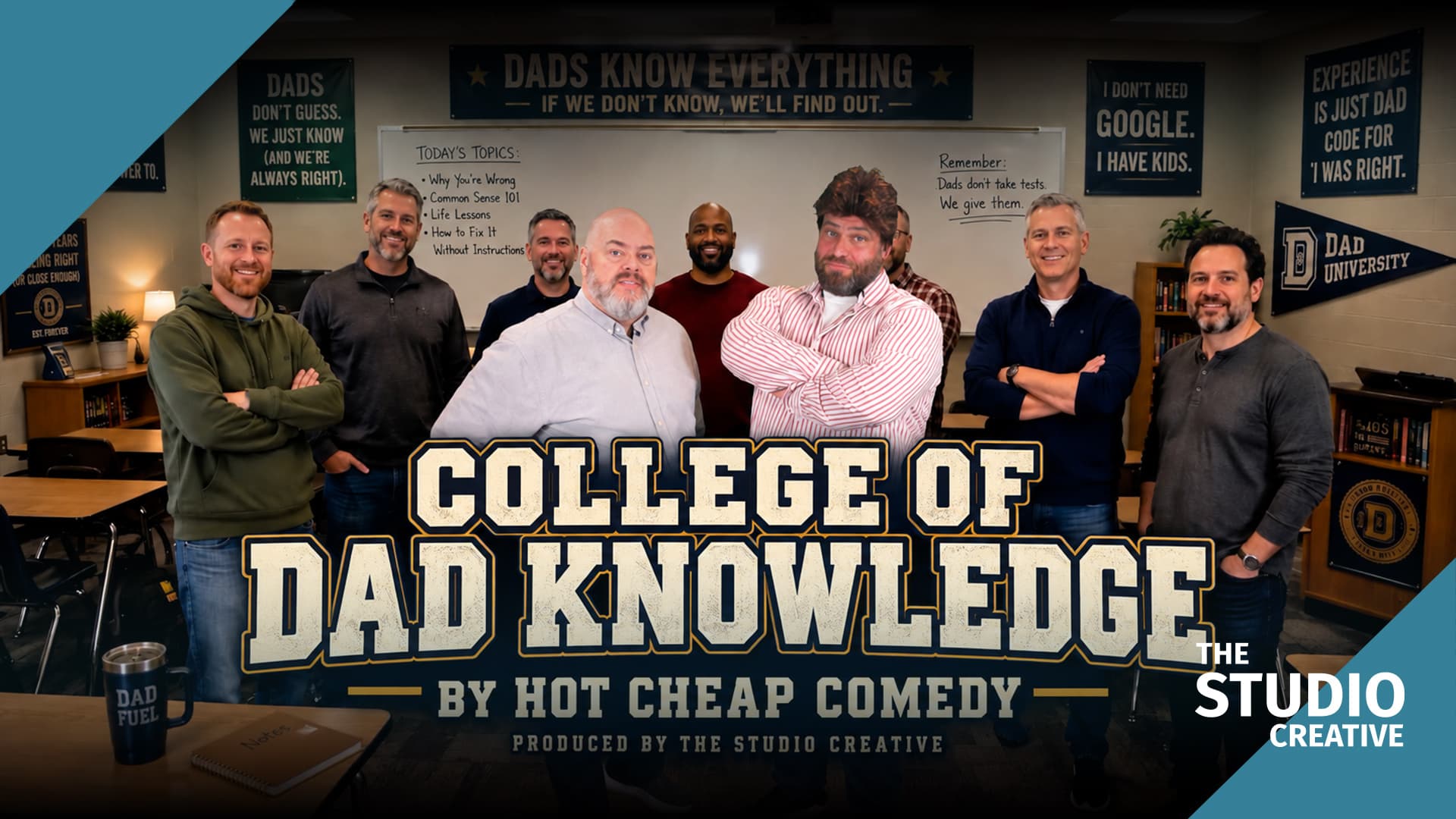 College of Dad Knowledge, Hot Cheap Comedy: video thumbnail, produced by The Studio Creative