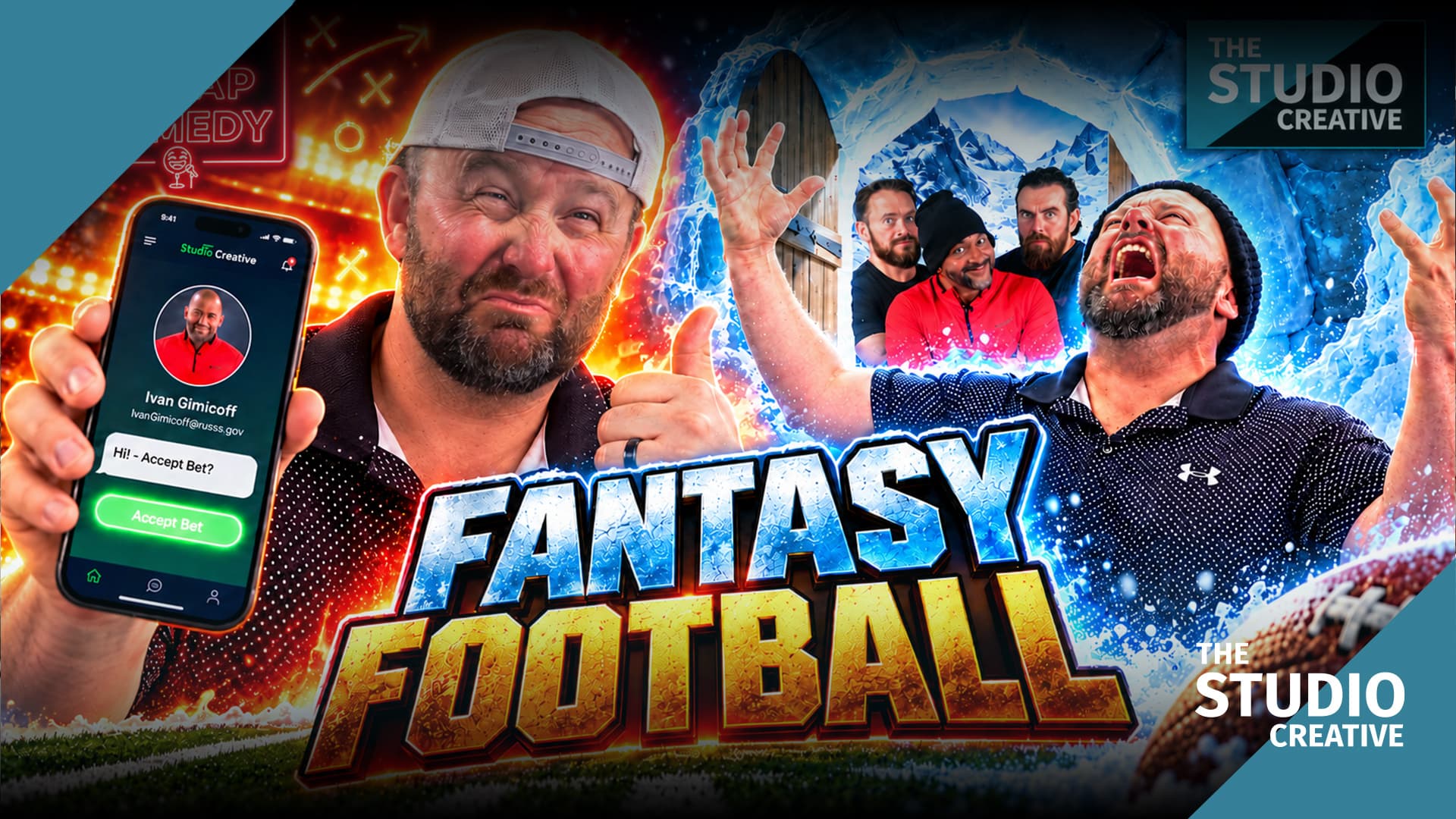 Fantasy Football, Hot Cheap Comedy: video thumbnail, produced by The Studio Creative