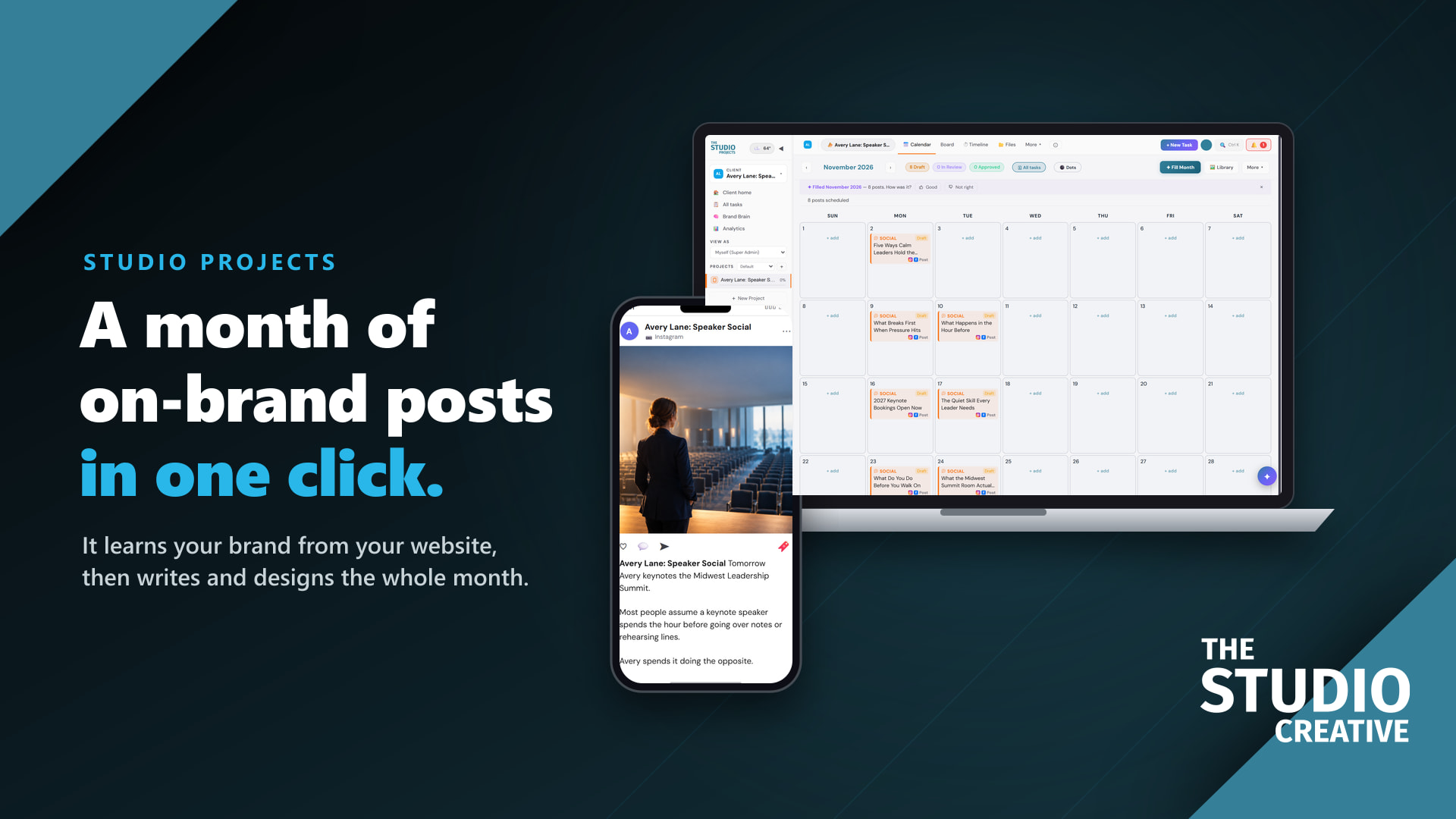 AI Content Calendar That Learns Your Brand: Studio Projects